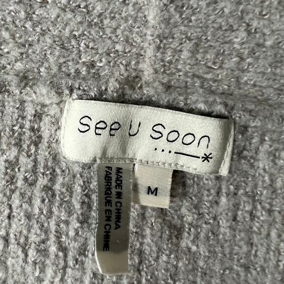 See U Soon Oversized Cardigan Sweater Women Size Medium Colorblock Tan Pink - Picture 8 of 9